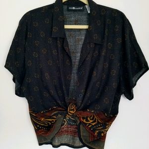 SAG HARBOR vintage rayon printed blouse